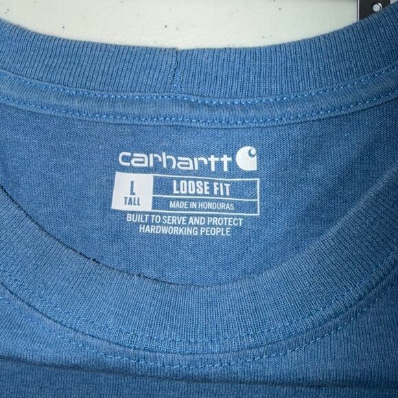 Carhartt Loose Fit Mens Size Large Tall Light Blue Short Sleeve Pocket T-Shirt - Picture 3 of 7